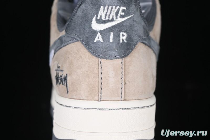 Nike Air Force 1 '07 Low Stussy Collaboration - Lambskin Brown Low-Top Casual Sneakers - XZ6188-888
