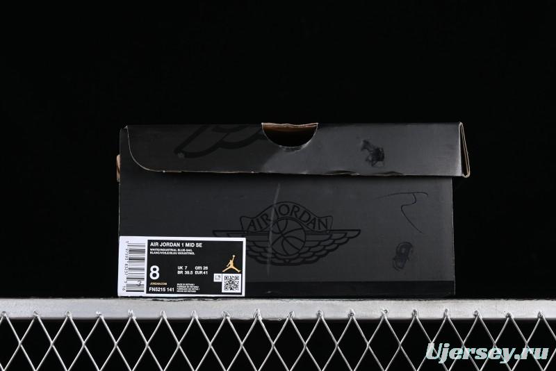 Nike Air Jordan 1 Mid Industrial Blue Basketball Shoes with Air Cushion - FN5215-141