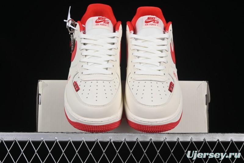 Nike Air Force 1 '07 Low Stussy Collaboration Beige Deep Orange Low-Top Casual Sneakers - DF0188-031