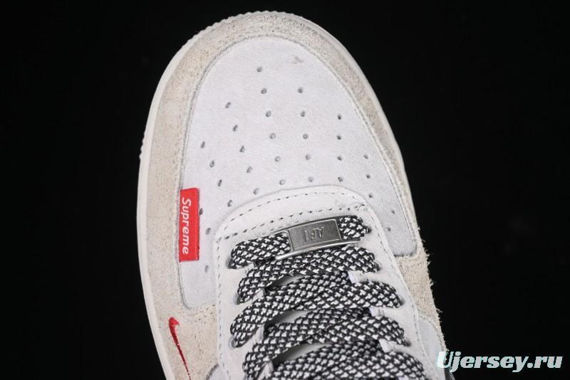 Nike Air Force 1 '07 Low Supreme Collaboration Grey Snake Scale Low-Top Casual Sneakers - DM6688-010