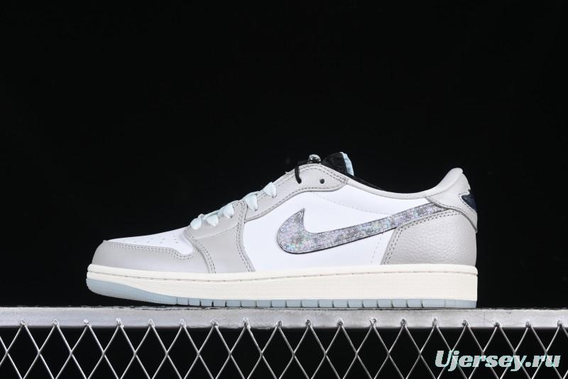 Nike Air Jordan 1 Low OG CNY AJ1 Snake Year Limited Silver Snake Low-Top Retro Basketball Shoes - HF3144-100