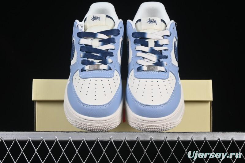 Nike Air Force 1 '07 Low Stussy Collaboration Dual-Tone Sky Blue Low-Top Casual Sneakers - XS1958-516