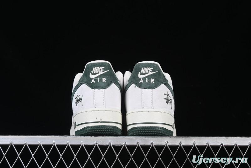 Nike Air Force 1 '07 Low Stussy Collaboration Green Suede Swoosh Low-Top Casual Sneakers - CH6336-511