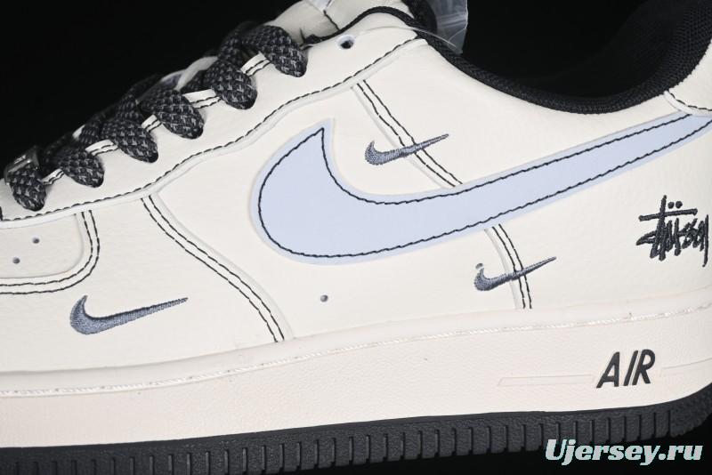 Nike Air Force 1 '07 Low Stussy Collaboration Embroidered Mini Swoosh Casual Sneakers - XZ6188-630