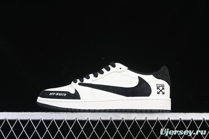 Nike Travis Scott x Fragment Design x Air Jordan 1 Low OG SP AJ1 Off-White Collaboration Casual Sneakers - DM7866-065