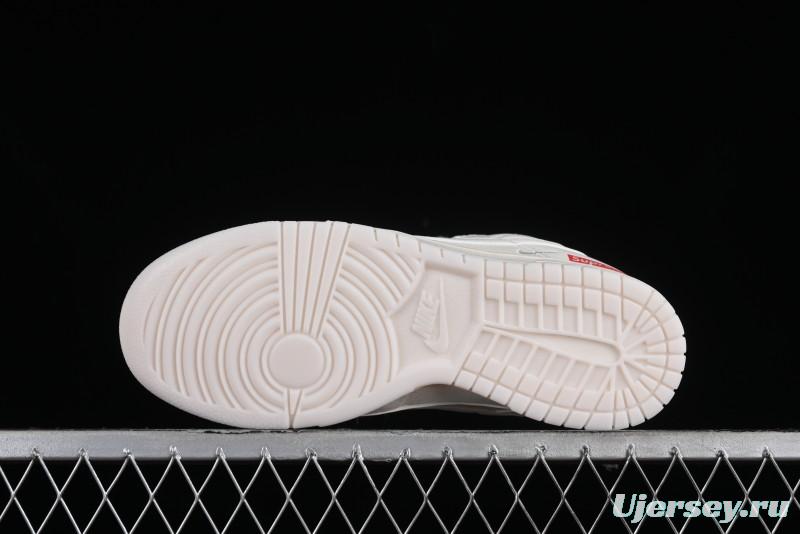 Nike SB Dunk Low Supreme Collaboration - Double Swoosh Anniversary Custom Low-Top Casual Skate Shoes - BB8675-104