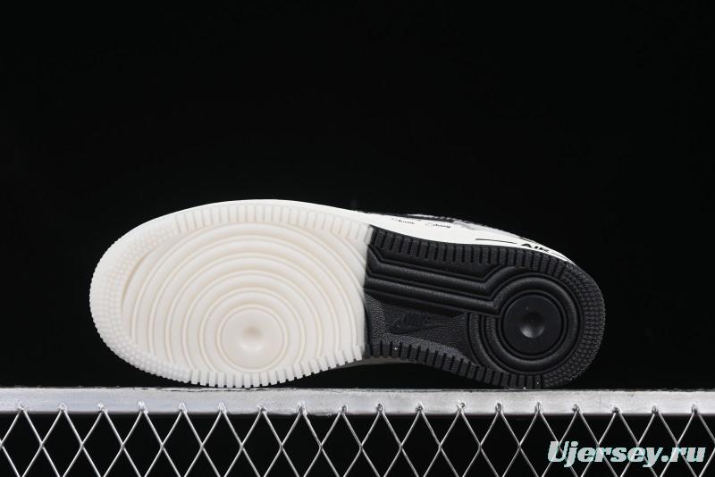 Nike Air Force 1 '07 Low Stussy Collaboration Black Leather Low-Top Casual Sneakers - CH6336-518