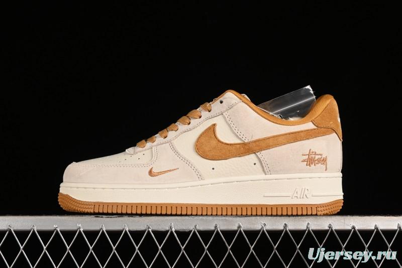 Nike Air Force 1 '07 Low Stussy Collaboration - Wheat Pig Leather Low-Top Casual Sneakers - HD1968-020