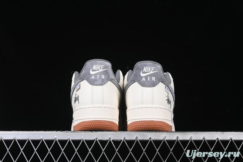 Nike Air Force 1 '07 Low Stussy Collaboration - Grey Swoosh Casual Sneakers - XZ6188-256
