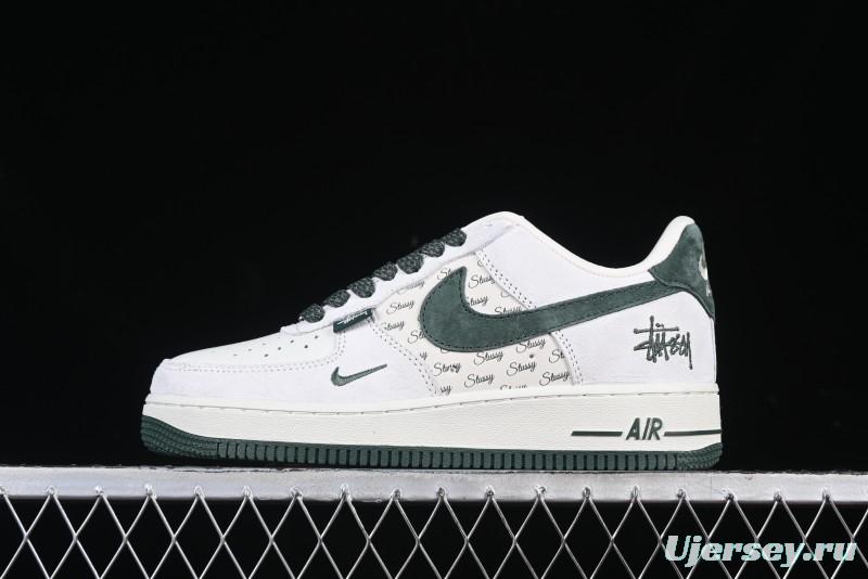 Nike Air Force 1 '07 Low Stussy Collaboration Green Suede Swoosh Low-Top Casual Sneakers - CH6336-511