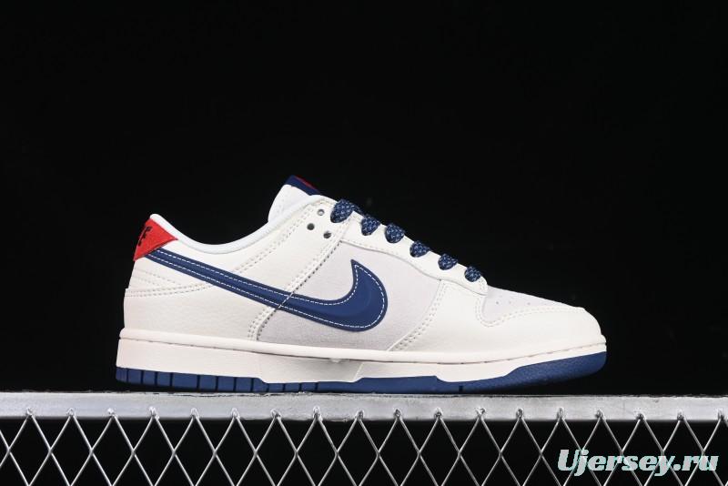 Nike SB Dunk Low Supreme Collaboration - Off-White 3D Navy Swoosh Anniversary Custom Low-Top Casual Sneakers - FC1688-204