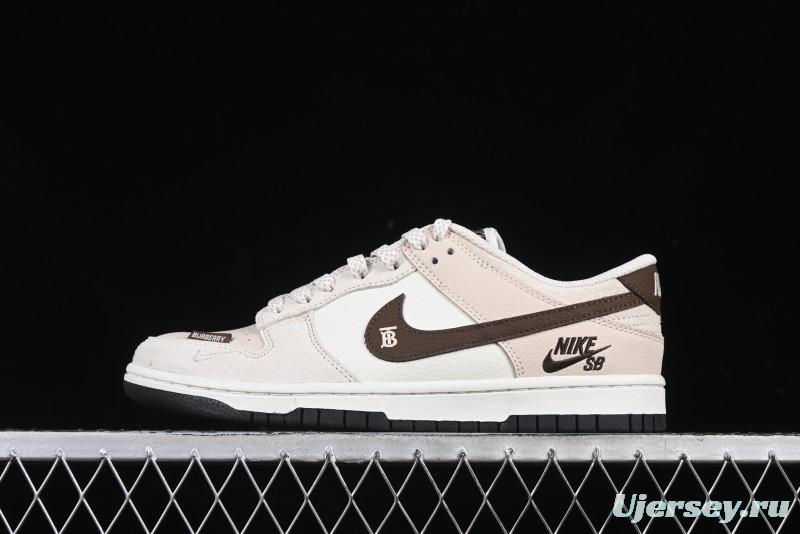 Nike SB Dunk Low Burberry Collaboration Patch Brown Swoosh Anniversary Custom Low-Top Casual Skate Shoes - DJ2024-088