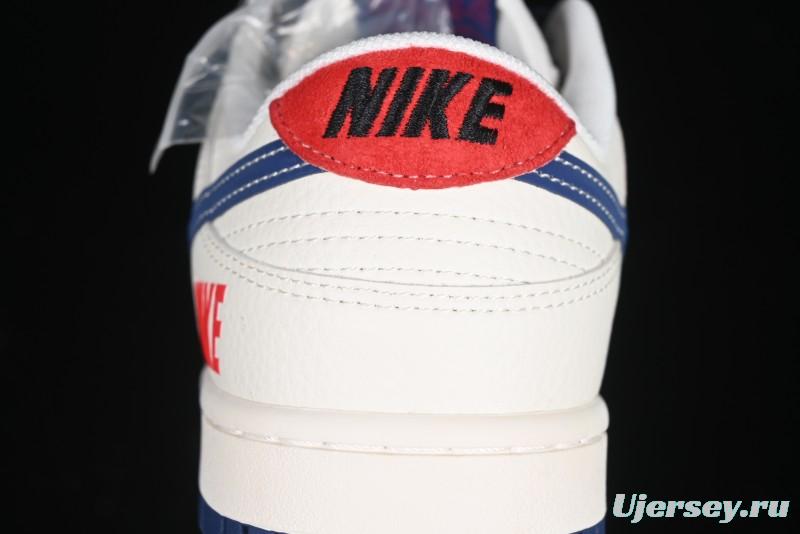 Nike SB Dunk Low Supreme Collaboration - Off-White 3D Navy Swoosh Anniversary Custom Low-Top Casual Sneakers - FC1688-204