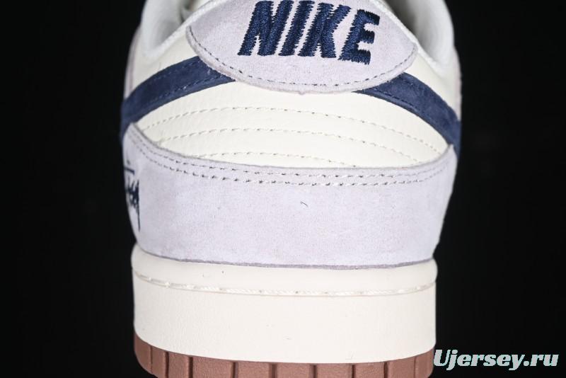 Nike SB Dunk Low Stussy Collaboration Blue Swoosh Gum Sole Anniversary Custom Low-Top Casual Sneakers - XS1086-012
