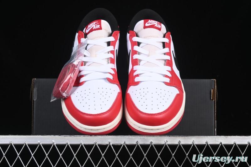 Nike Air Jordan 1 Low AJ1 White Red Black Hook Casual Sneakers - HQ6998-600