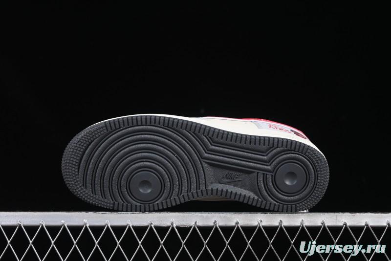 Nike Air Force 1 '07 Low Nezha Collaboration Grey Red Swoosh Casual Sneakers - DF0188-046