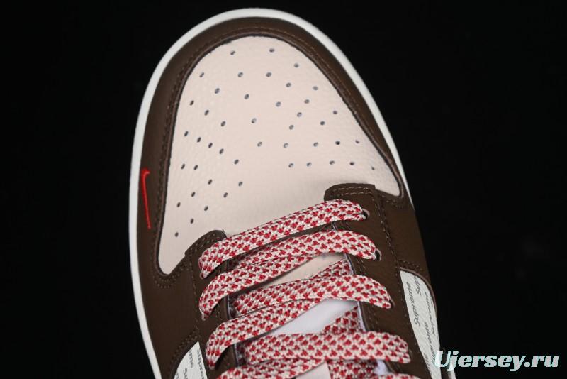 Nike SB Dunk Low Supreme Collaboration Bullet Screen White Check Anniversary High-End Custom Low-Top Casual Skate Shoes - DJ2024-091