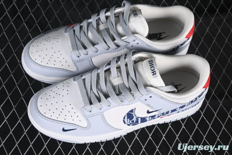 Nike SB Dunk Low Dior Collaboration Dark Blue Swoosh Anniversary High-End Custom Low-Top Casual Sneakers - DJ2024-126