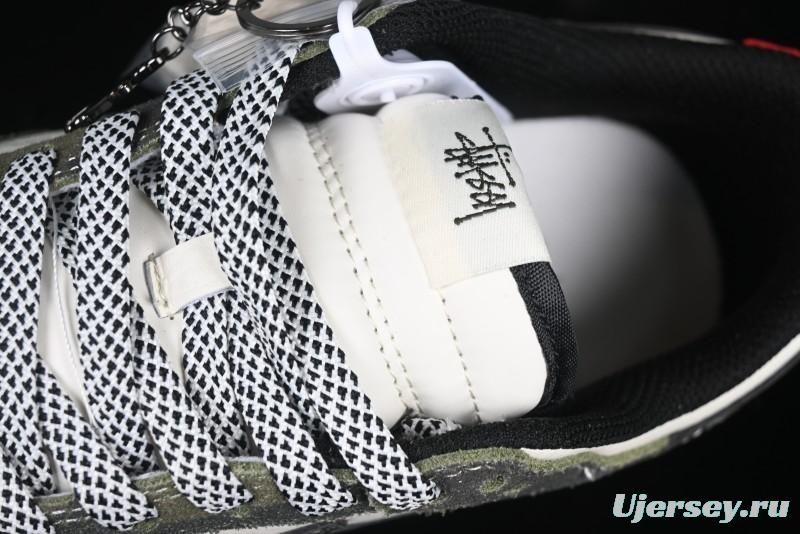 Nike SB Dunk Low Stussy Collaboration - Camo Black Swoosh Anniversary High-End Custom Low-Top Casual Sneakers - DM6868-011