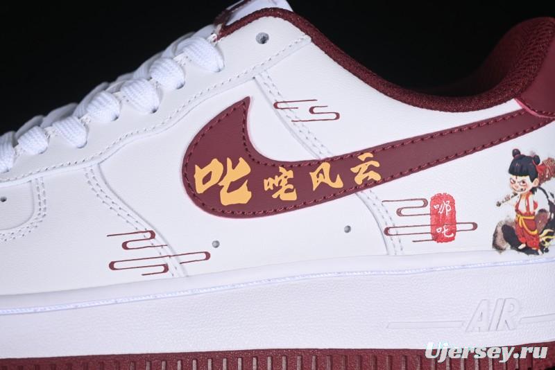 Nike Air Force 1 '07 Low "Nezha" 2D Hand-Painted Doodle Casual Sneakers with Full-Length Air Cushion - FV5988-105