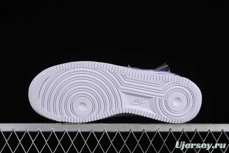 Nike Air Force 1 Low Witch Collaboration Custom Leather Sneakers with Gradient White-Purple and Skull Design - CW2288-111