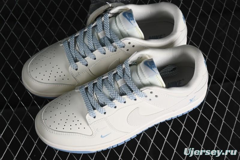 Nike SB Dunk Low LV Collaboration - Double Swoosh Beige Blue Anniversary High-End Custom Low-Top Casual Skate Shoes - XX2025-308