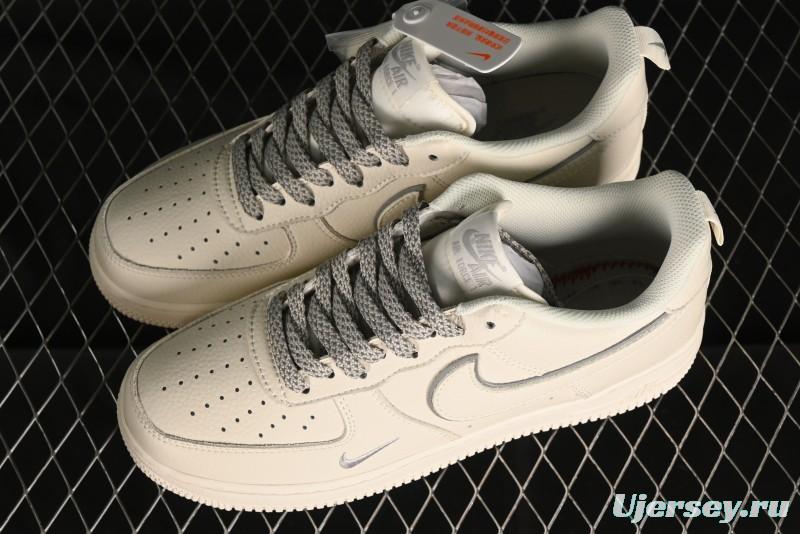 Nike Air Force 1 '07 Low Classic Grey Silver Swoosh Starry Sneakers - MJ0319-023