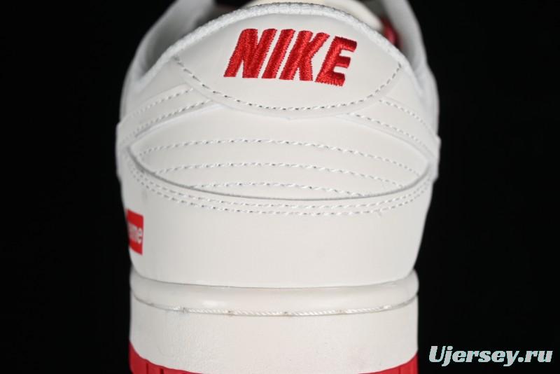 Supreme x Nike SB Dunk Low Anniversary Custom White Red Colorway Low-Top Casual Skate Shoes - BB8657-107
