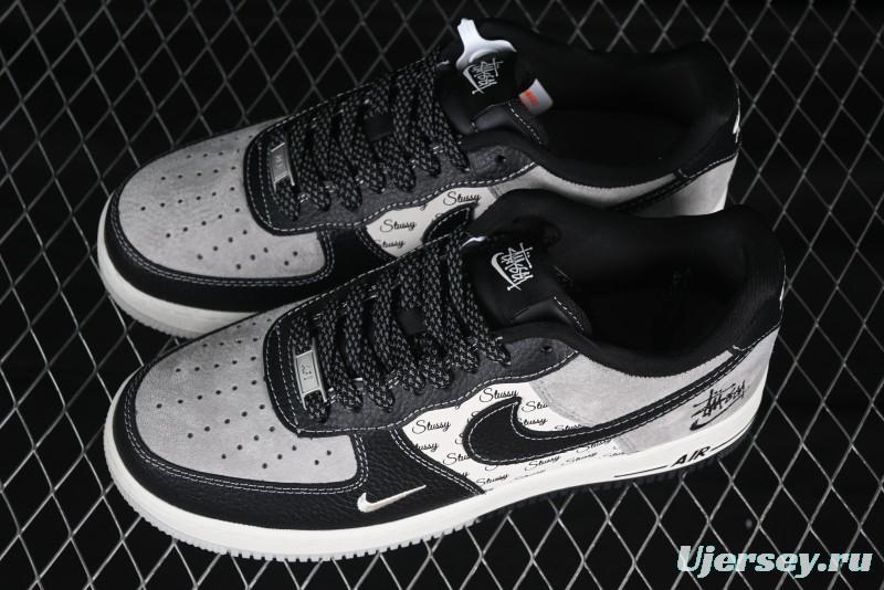 Nike Air Force 1 '07 Low Stussy Collaboration Black Leather Low-Top Casual Sneakers - CH6336-518