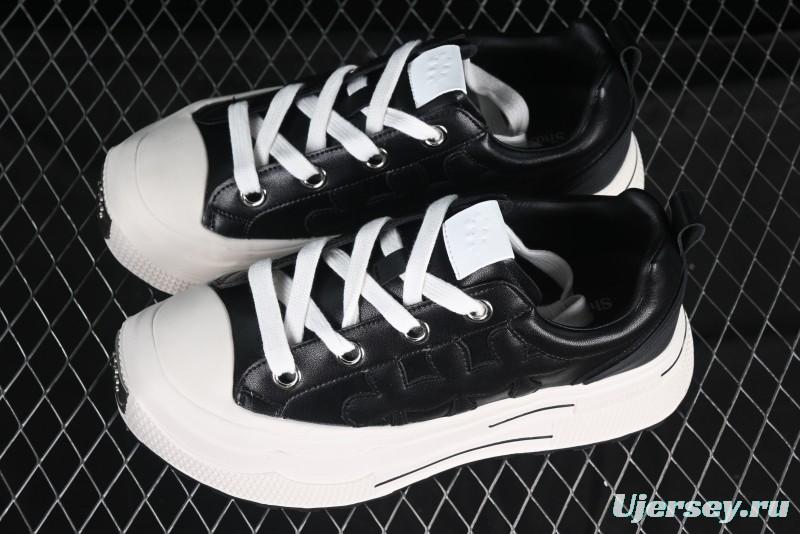 Shoot Brand Replay Black Plum Retro Comfort Leather Anti-Slip Platform Low-Top Casual Sneakers - AJD4