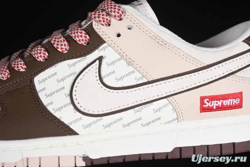 Nike SB Dunk Low Supreme Collaboration Bullet Screen White Check Anniversary High-End Custom Low-Top Casual Skate Shoes - DJ2024-091