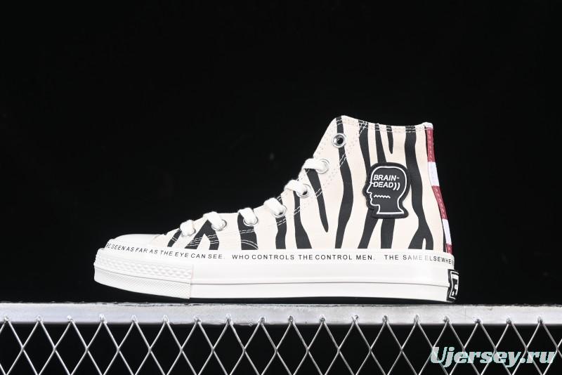 Converse x Brain Dead High Top Casual Sneakers with Mismatched Camouflage Design - A12219C