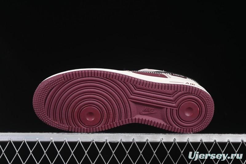 Nike Air Force 1 '07 Low Dior Collaboration Burgundy Low-Top Casual Sneakers - KK1988-046