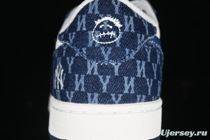 Nike Travis Scott x Fragment Design x Air Jordan 1 Low OG SP AJ1 MLB Collaboration White Blue Denim Low-top Casual Sneakers - DM7866-051