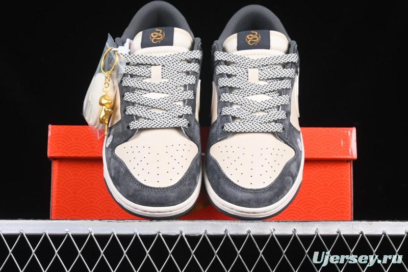 Nike SB Dunk Low Supreme Snake Year Collaboration White Hook Anniversary High-End Custom Low-Top Casual Skate Shoes - DM6868-016