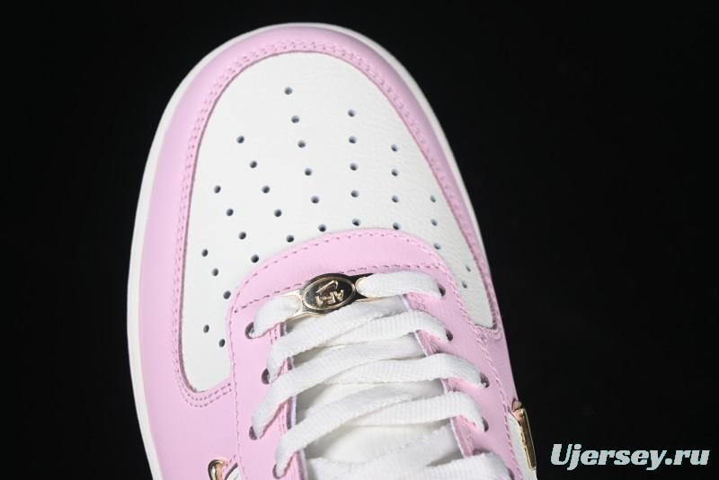 Nike Air Force 1 '07 Low White Pink Swoosh Casual Sneakers - IB2574-600