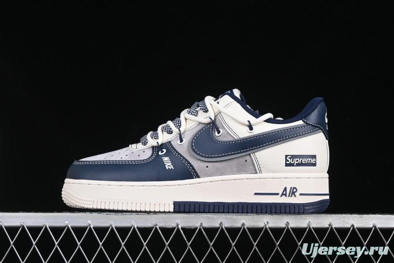 Nike Air Force 1 '07 Low Supreme Collaboration Beige Blue Low-Top Casual Sneakers - DM6688-018