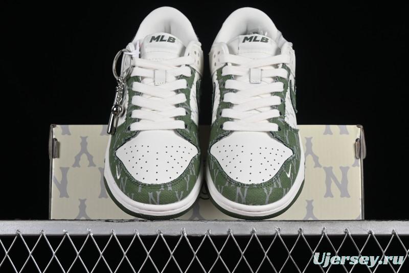 Nike SB Dunk Low MLB Collaboration - Green Denim Anniversary Custom Low-Top Casual Skate Shoes - DQ1098-345