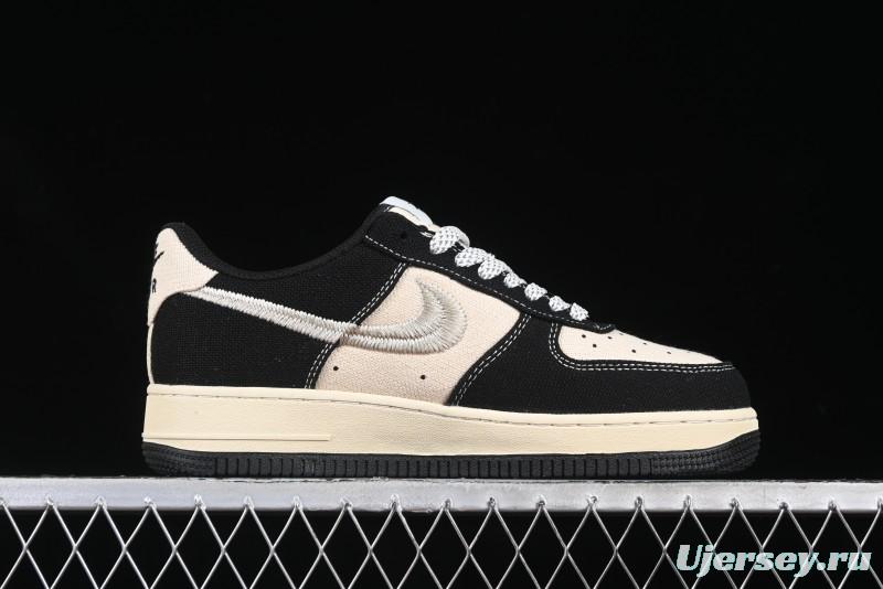 Nike Air Force 1 '07 Low Stussy Collaboration Beige Black Low-Top Casual Sneakers - XZ6188-762