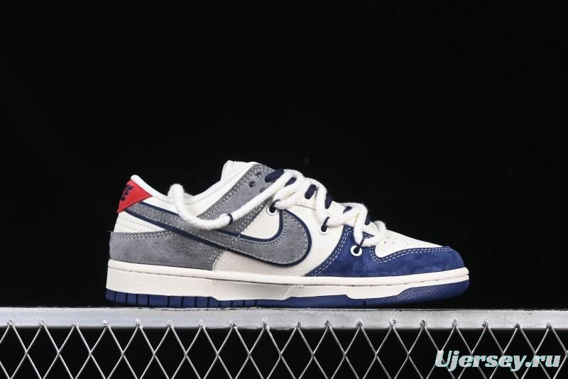 Nike SB Dunk Low Supreme Collaboration Sneakers in Gray Blue with Gray Swoosh - YX5066-260