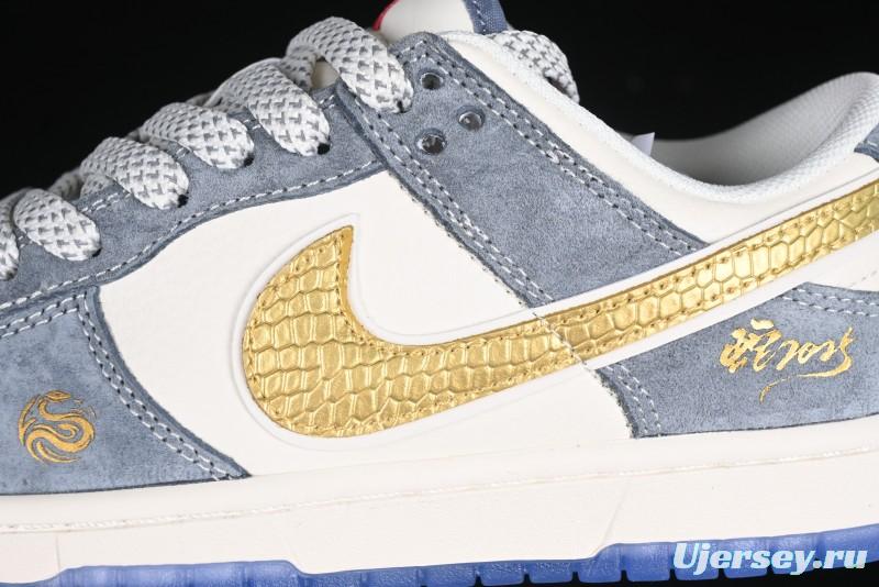 Nike SB Dunk Low Year of the Snake Limited Edition - Gold Snake Anniversary Custom Low-Top Casual Sneakers - XX3168-116