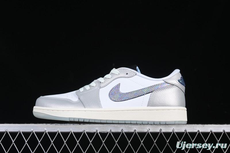 Nike Air Jordan 1 Low OG Retro Basketball Shoes Snake Year Limited Edition Silver Snake - HF3144-100