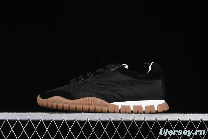 Miu Miu Suede Round Toe Lace-Up Women's Low-Top Casual Shoes - 99D4