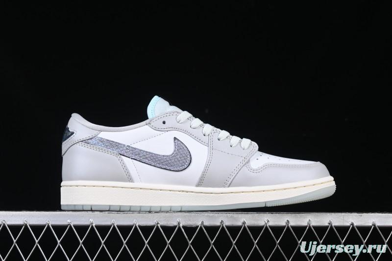 Nike Air Jordan 1 Low OG CNY AJ1 Snake Year Limited Silver Snake Low-Top Retro Basketball Shoes - HF3144-100