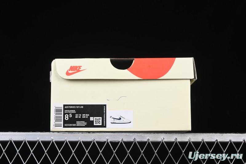 Nike Air Force 1 '07 Low Stussy Collaboration - Navy Blue & Off-White Low-Top Casual Sneakers - XZ3328-568