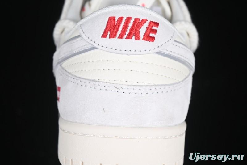 Nike SB Dunk Low Supreme Collaboration Light Gray Drawstring Anniversary High-End Custom Low-Top Casual Skate Shoes - XX3168-109