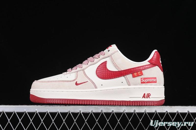 Nike Air Force 1 '07 Low Supreme Collaboration Year of the Snake Limited Edition Red Snake Swoosh Low-Top Casual Sneakers - HH7518-032