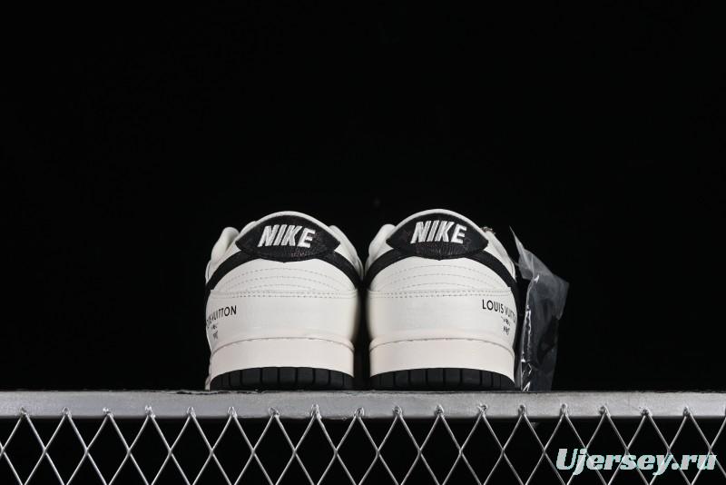 Nike Dunk Low LV Collaboration - Monogram Beige Black Hook SB Low Top Casual Skate Shoes - FC1688-189