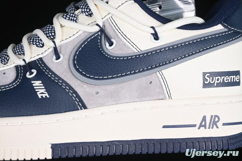 Nike Air Force 1 '07 Low Supreme Collaboration Beige Blue Low-Top Casual Sneakers - DM6688-018