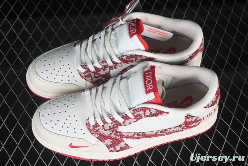 Nike Travis Scott x Fragment Design x Air Jordan 1 Low OG SP AJ1 Retro Sneakers with Unique Collaboration Design - XS2024-042